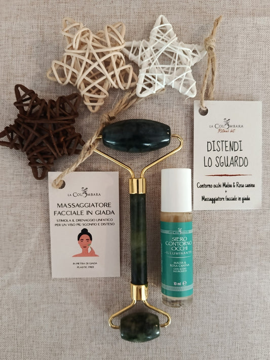 Kit Siero contorno occhi Illuminante + massaggiatore facciale in Giada