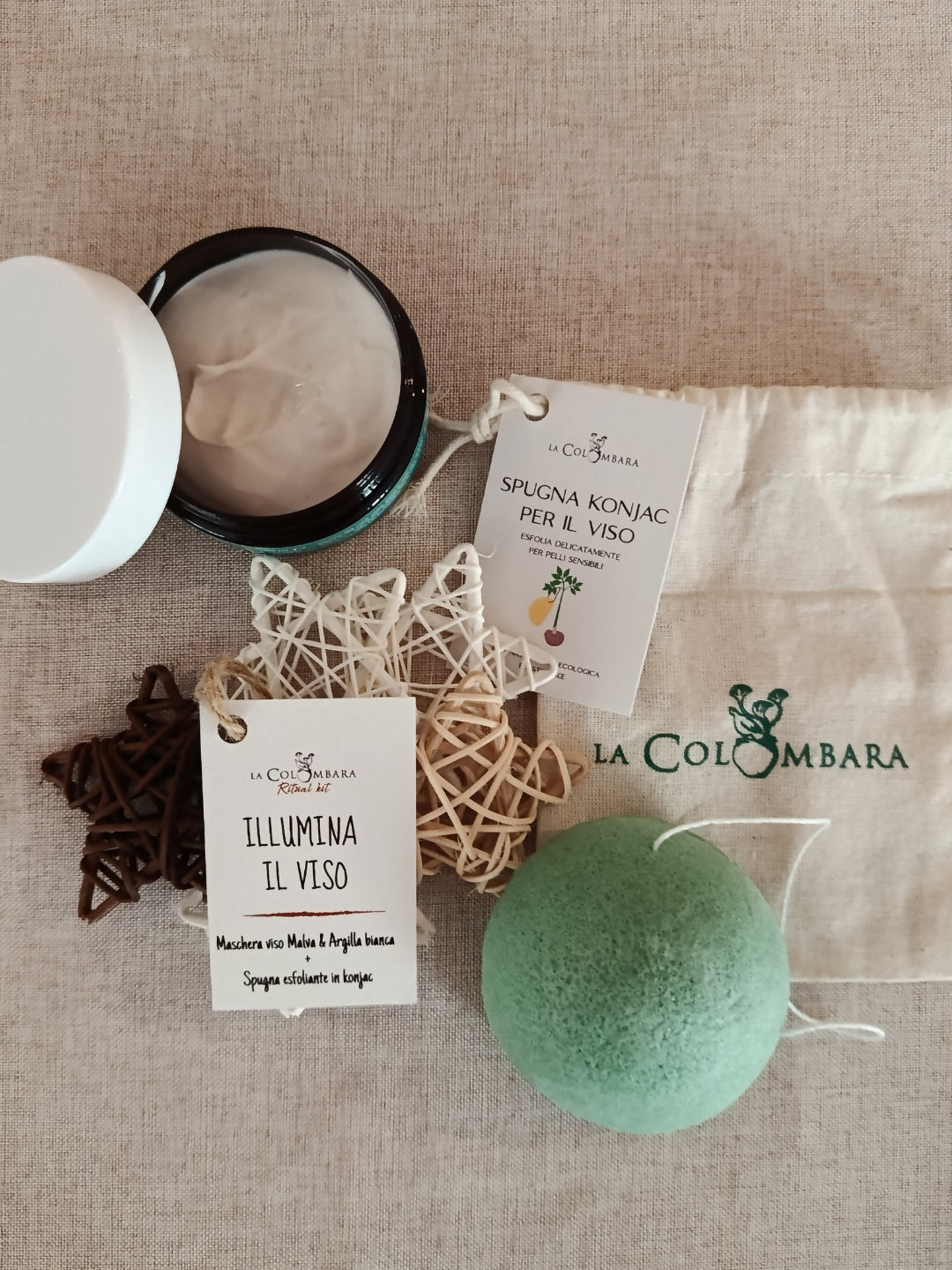 Kit maschera viso Lenitiva + spugna in Konjac